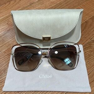 Chloe - Double Frame Brown Gradient Sunglasses with Beige Case